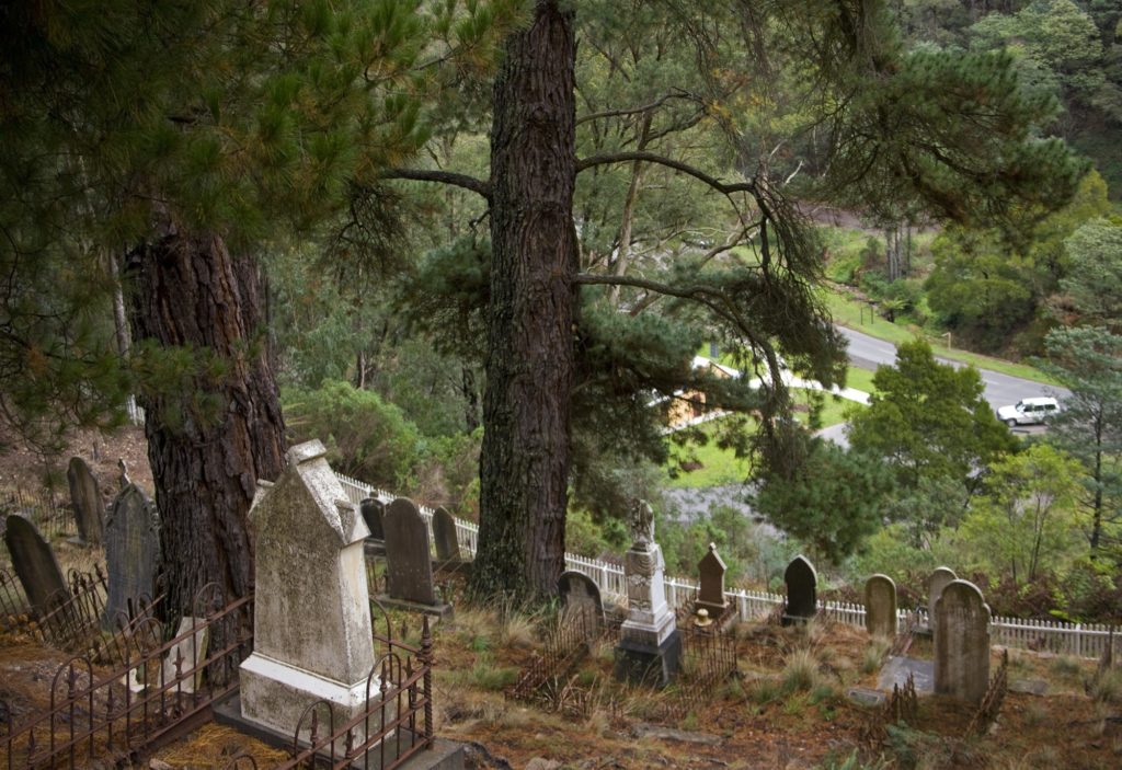 Walking through the historic 19th century Cemetery at Walhalla. Victoria